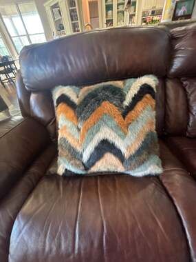 Williams Sonoma Home Chevron Faux Fur Decorative Throw Pillow
